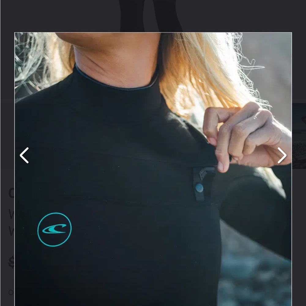 O'Neill Black Wetsuit Top with Teal Logo